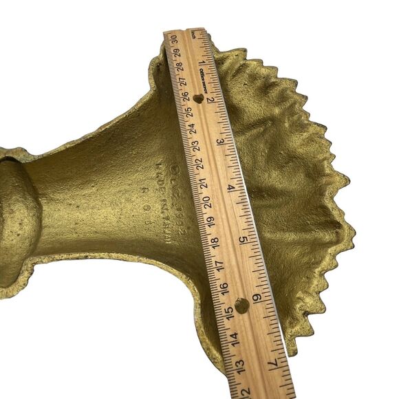 Cast Iron Sheaf of Wheat Door Stop or Door Porter Goldtone Aqua VTG '92 Antiqued - Picture 8 of 16